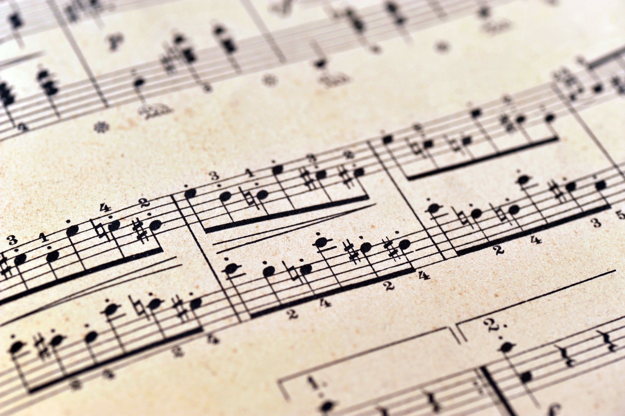 Close-up of a musical score with notes.