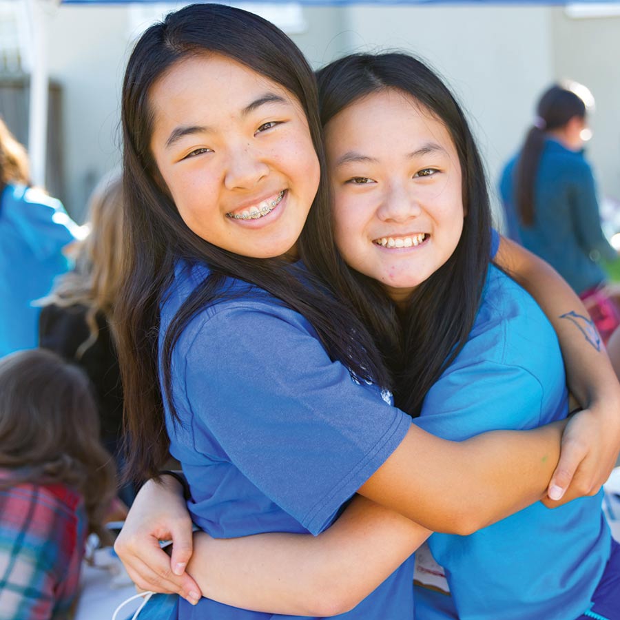 Crowden students hugging