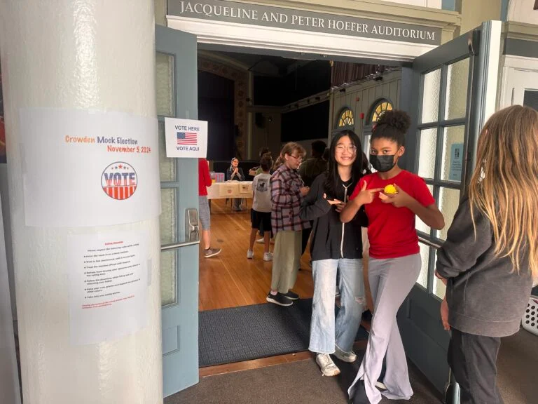 Students participating in a school mock election.