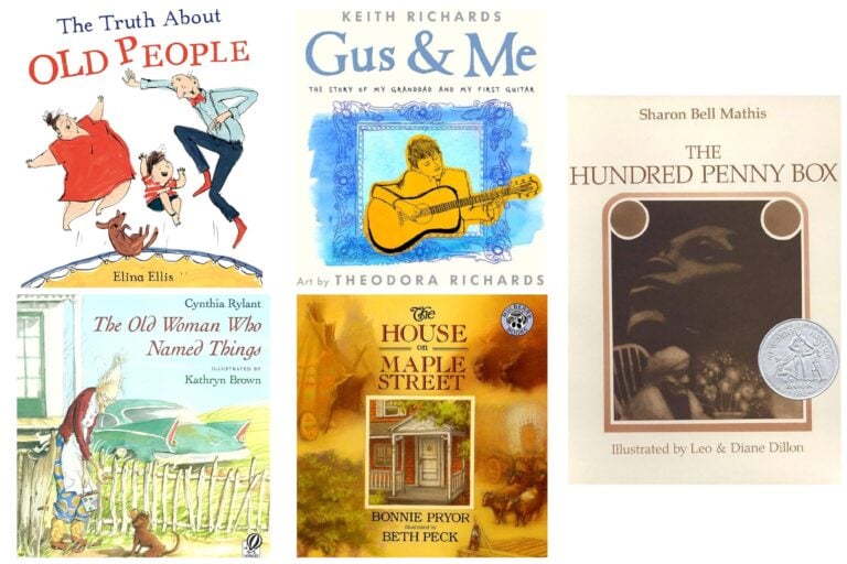 Collage of five children's book covers.