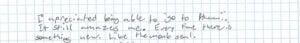 Handwritten note about Hawaii visit.